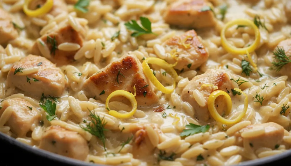 Creamy Lemon Chicken Orzo Skillet 2