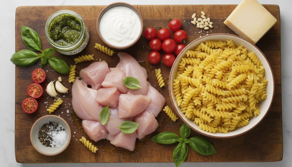 Creamy Pesto Chicken Pasta Bake Easy Recipe 1