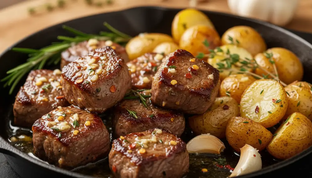 Garlic Butter Steak Bites and Potatoes 2