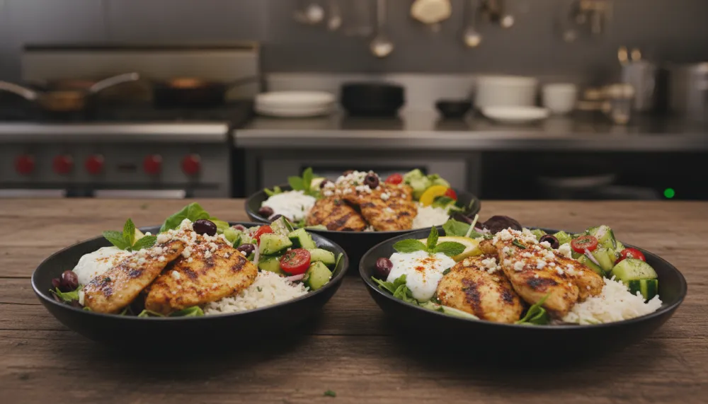 Greek Chicken Bowls with Cucumber Salad 0