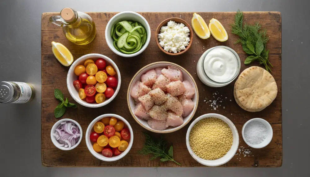 Greek Chicken Bowls with Cucumber Salad 1