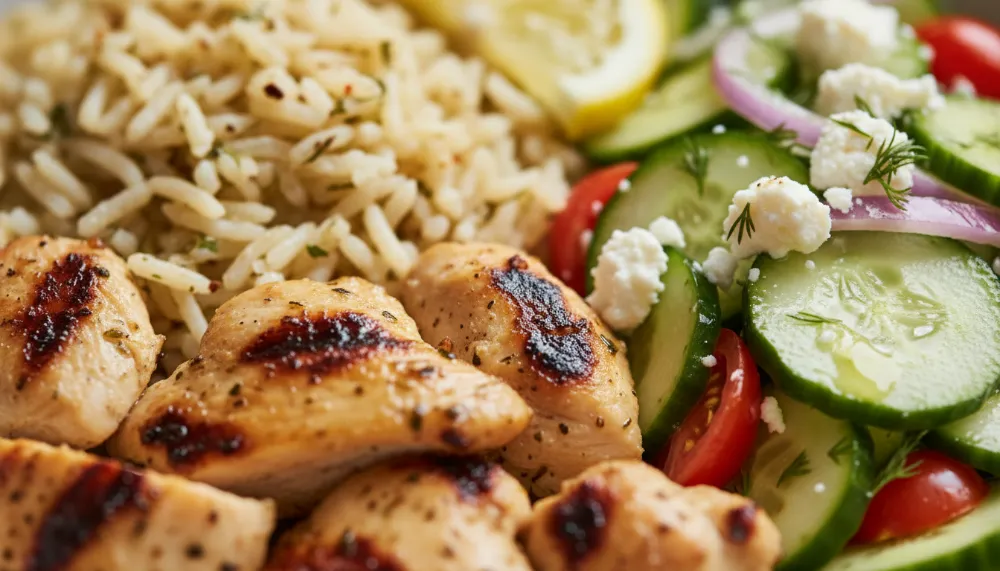 Greek Chicken Bowls with Cucumber Salad 2
