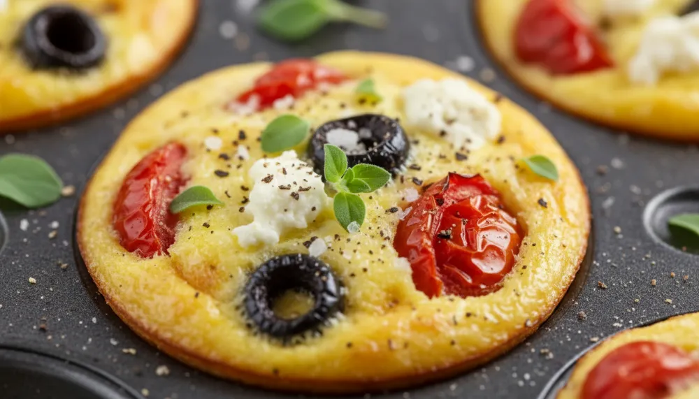 Greek Egg Muffin Cups with Olives Tomatoes 2