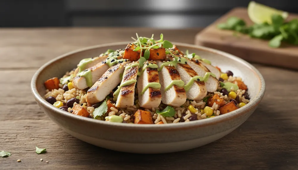 Healthy Chicken Sweet Potato Rice Bowl 0