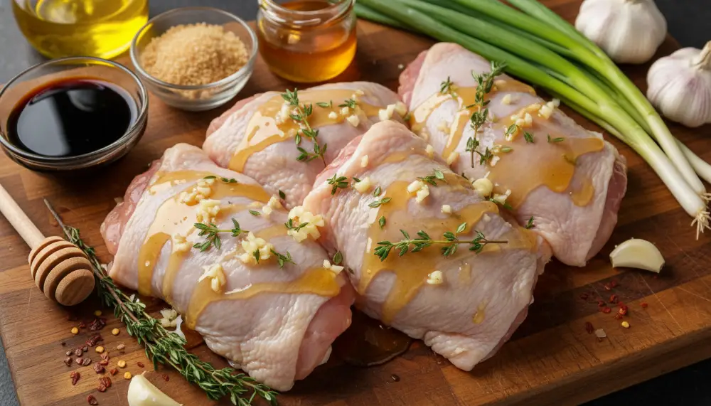 Honey Garlic Chicken Thighs — Oven Baked Sticky 1