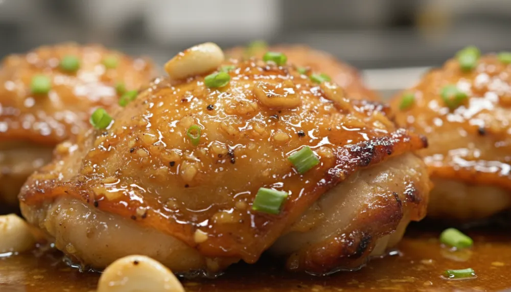 Honey Garlic Chicken Thighs — Oven Baked Sticky 2