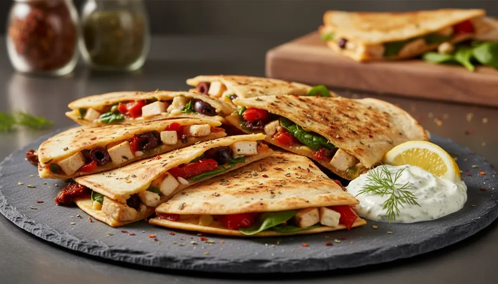 Home 1 Mediterranean Quesadillas — Crispy Healthy Amazing 0