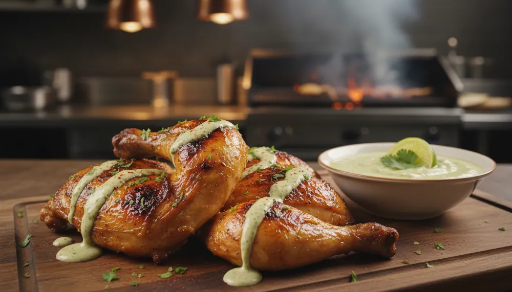 Peruvian Grilled Chicken with Creamy Green Sauce 0
