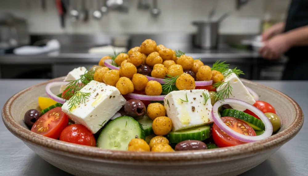 Plant Based Greek Salad with Roasted Chickpeas 0