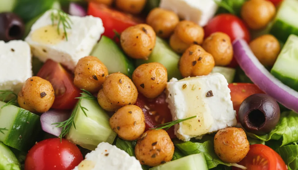 Plant Based Greek Salad with Roasted Chickpeas 2