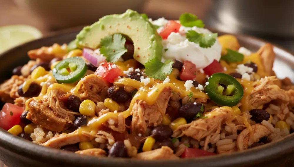 Slow Cooker Crockpot Chicken Burrito Bowl 2