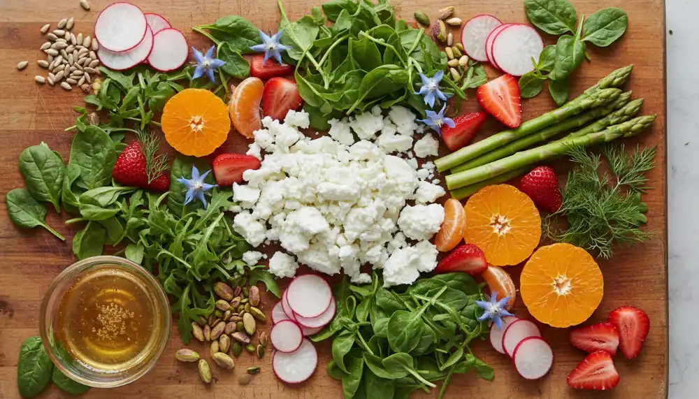 Tasty Easter Spring Salad with Goat Cheese — Fresh! 2 Tasty Easter Spring Salad with Goat Cheese — Fresh 1