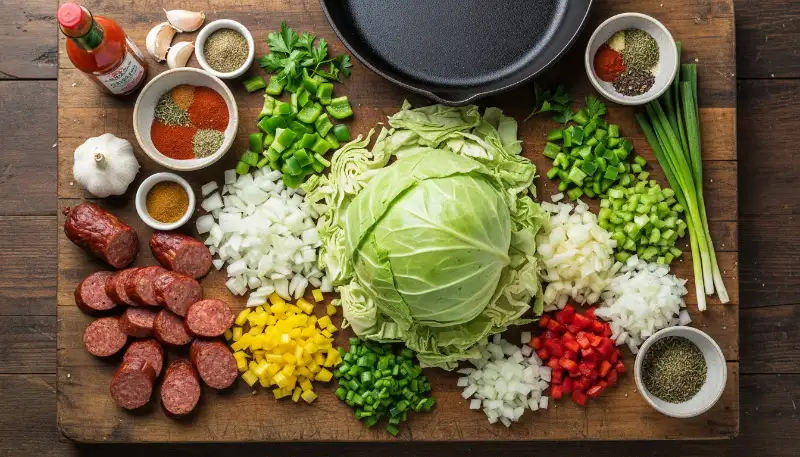 Cajun Fried Cabbage with Andouille Sausage 1