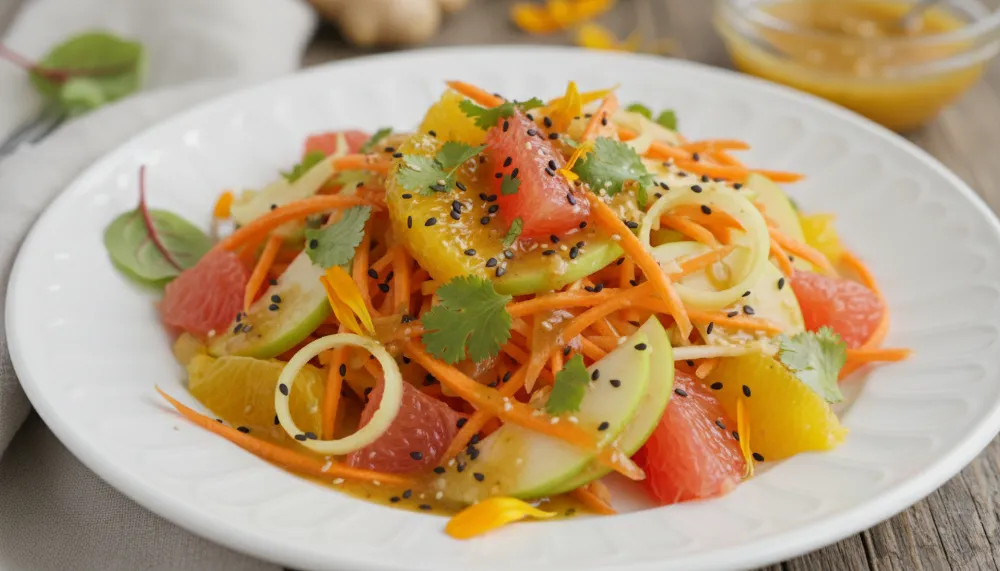 Carrot Apple Salad with Ginger Citrus Dressing 0
