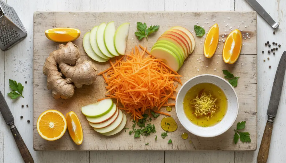 Carrot Apple Salad with Ginger Citrus Dressing 1