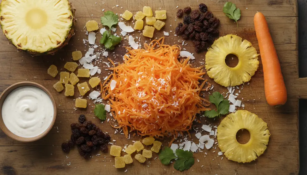 Carrot Salad with Raisins Pineapple and Coconut 1