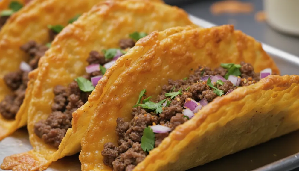 Crispy Baked Ground Beef Tacos with Cheese Shell 2