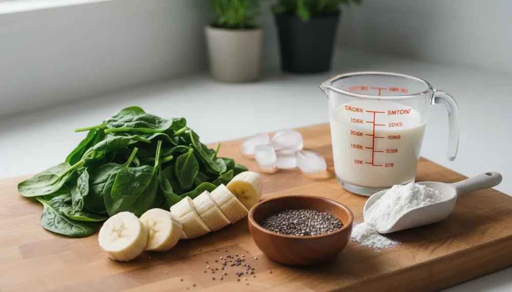 High Protein Green Smoothie Spinach Banana 1