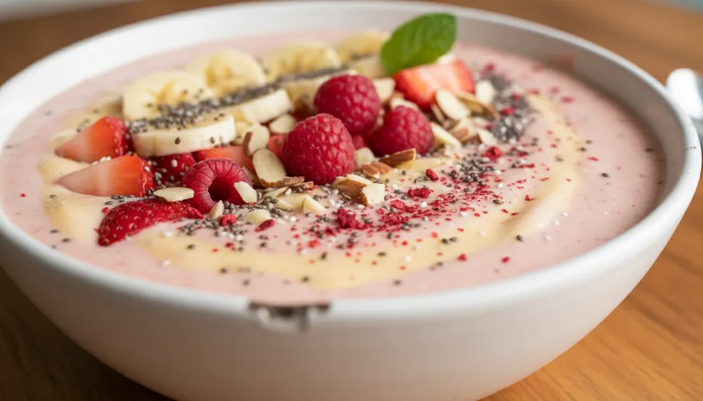 High Protein Smoothie Bowl Strawberry Banana 2