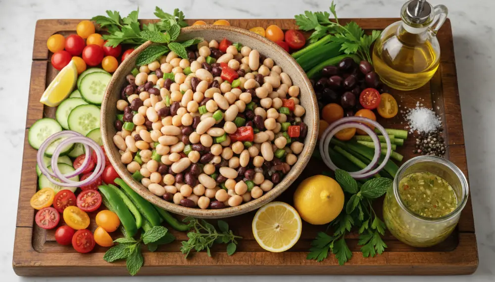 Mediterranean Bean Salad with Lemon Herb Dressing 1