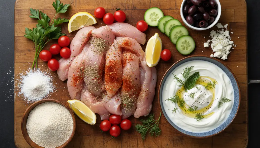 Mediterranean Chicken Tenders with Garlic Yogurt Dip 1