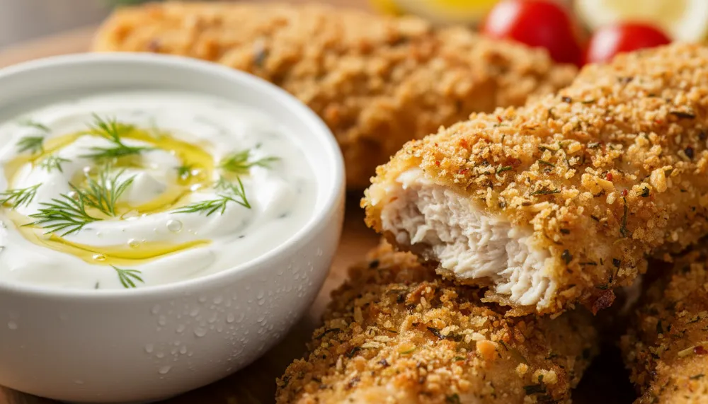 Mediterranean Chicken Tenders with Garlic Yogurt Dip 2