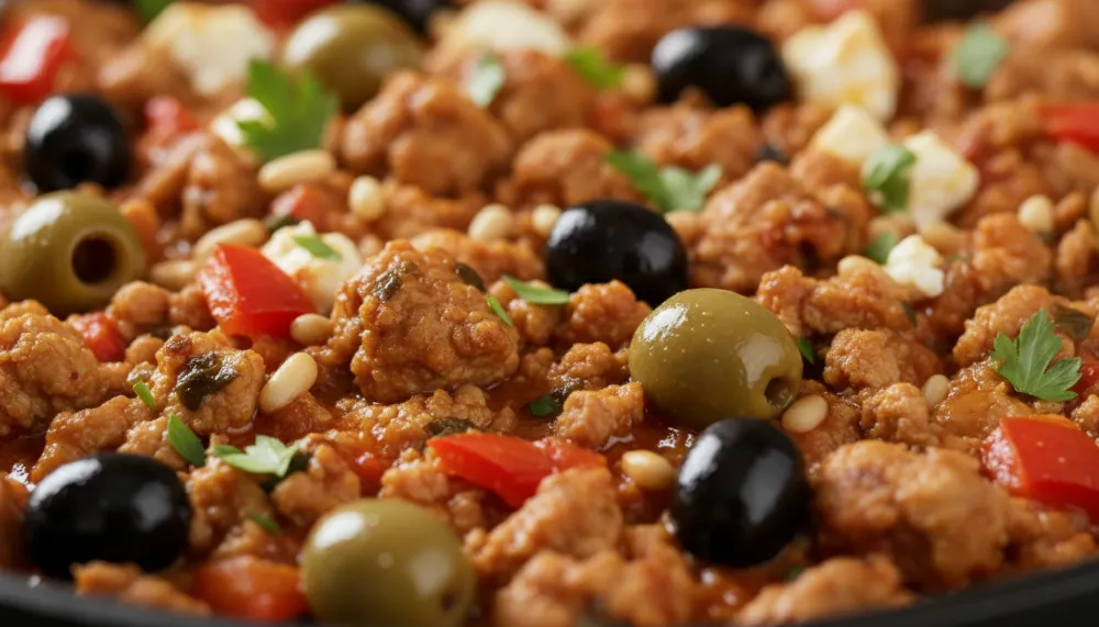 Mediterranean Keto Ground Chicken Skillet with Olives 2