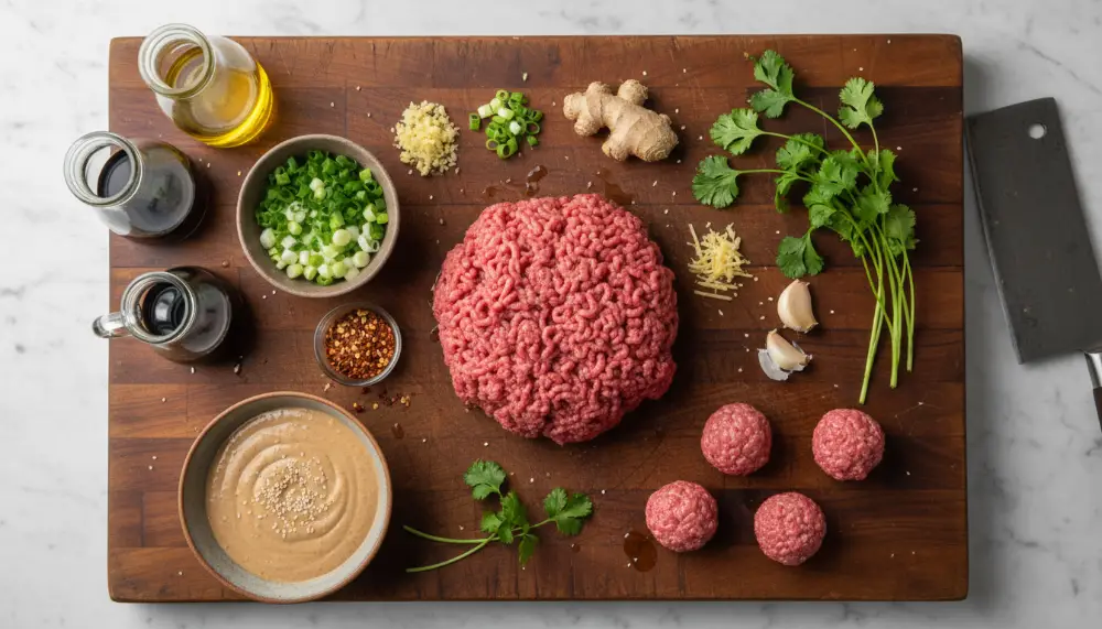 Mongolian Ground Beef Meatballs with Sesame Sauce 1