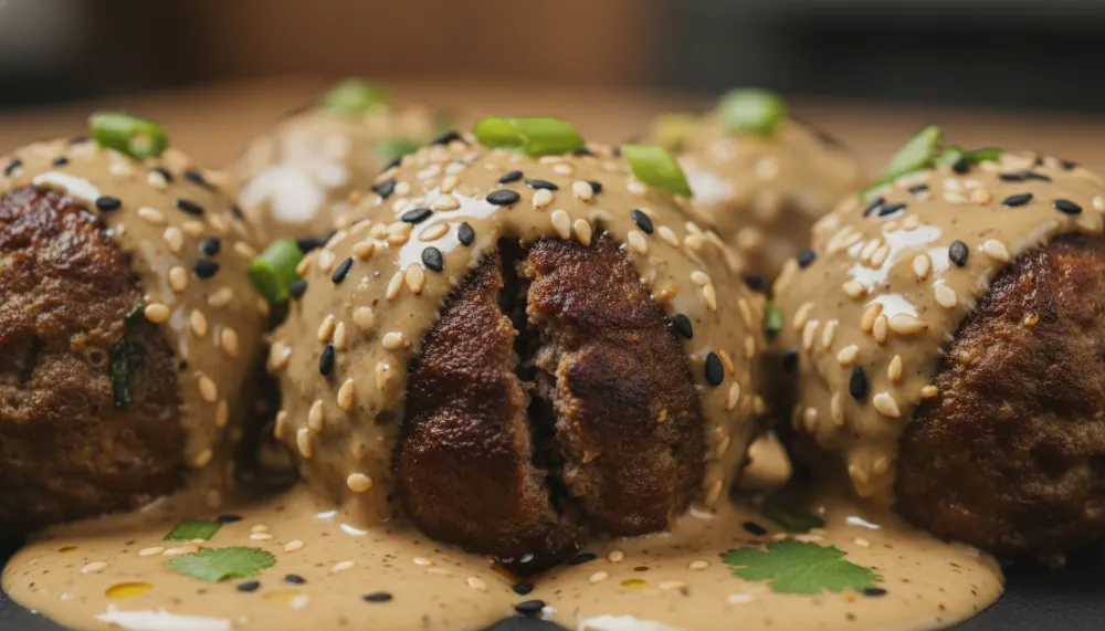 Mongolian Ground Beef Meatballs with Sesame Sauce 2