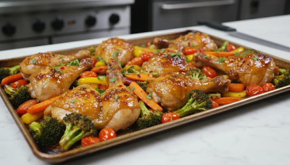 Home 4 One Pan Honey Garlic Chicken and Vegetables 0