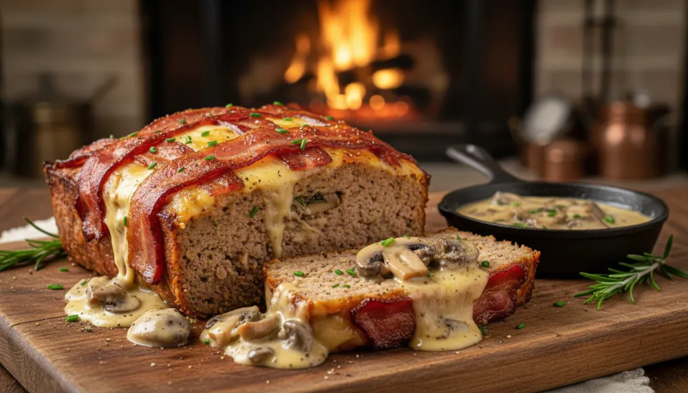 Swiss Bacon Mushroom Meatloaf – Hearty Classic 0