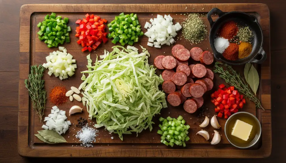 Cajun Fried Cabbage with Andouille Sausage 1