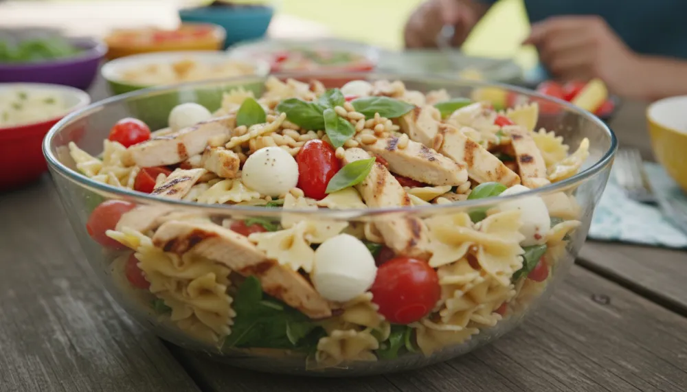 Home 5 Caprese Chicken Pasta Salad – Summer Potluck Favorite 0