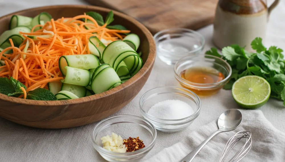 Carrot Cucumber Salad with Rice Vinegar Dressing 1