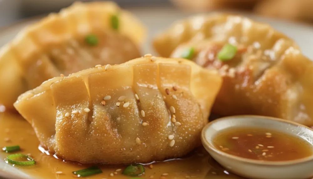 Crispy Pan Fried Chicken Dumplings with Soy Ginger Sauce 2