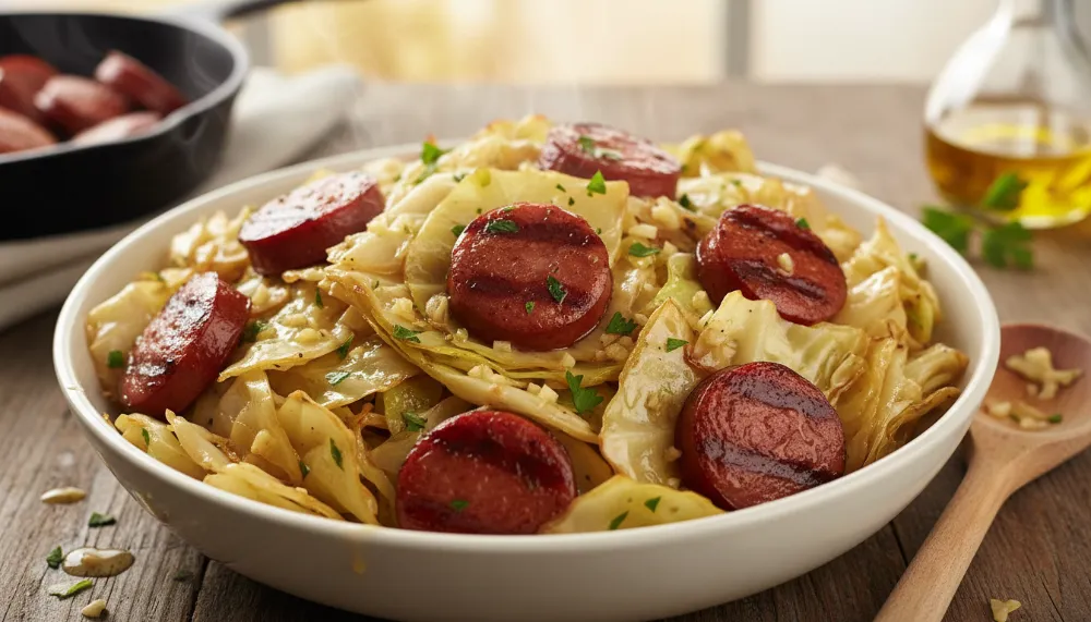 Garlic Butter Sauteed Cabbage with Kielbasa 0