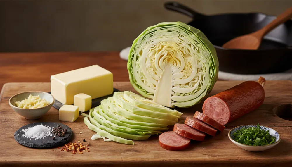 Garlic Butter Sauteed Cabbage with Kielbasa 1