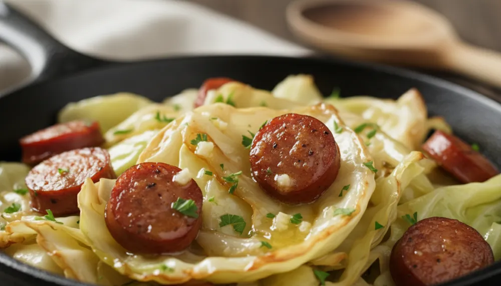Garlic Butter Sauteed Cabbage with Kielbasa 2