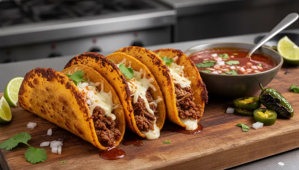 Home 4 Ground Beef Birria Quesabirria Style – Crispy Tacos 0