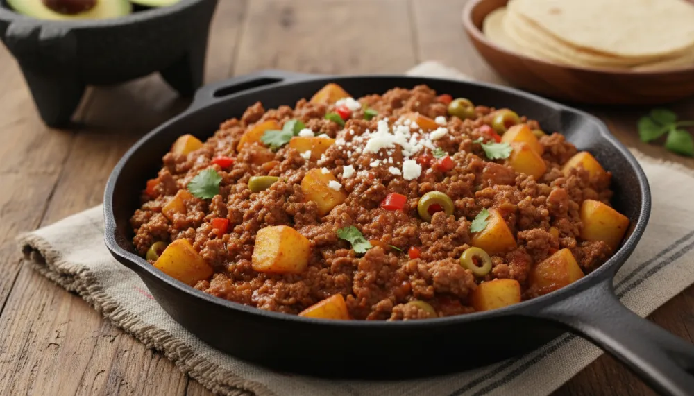 Ground Beef Mexican Picadillo with Potatoes – Quick Skillet 0
