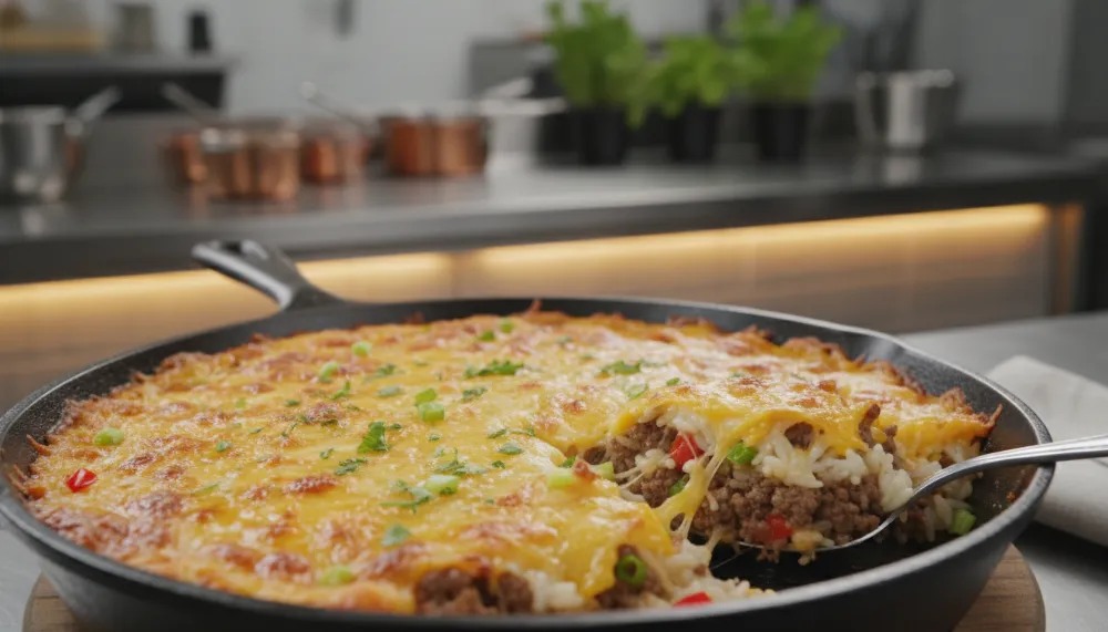 Home 2 Ground Beef and Cheesy Rice Casserole – Budget Dinner 0