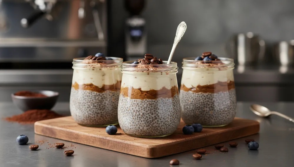 High Protein Coffee Chia Seed Pudding Breakfast Meal Prep 0
