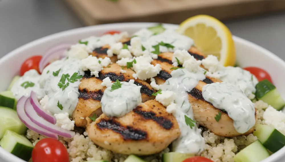 High Protein Greek Chicken Bowl 40 Grams of Protein and Ready In 20 Minutes 2