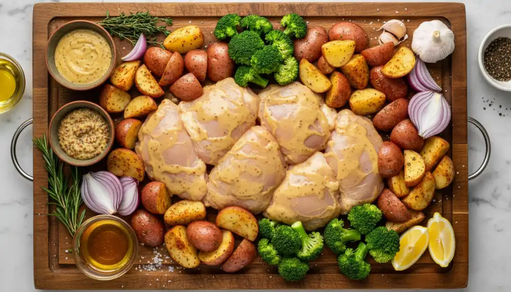 Honey Mustard Sheet Pan Chicken With Potatoes That Cooks Itself While You Relax 1
