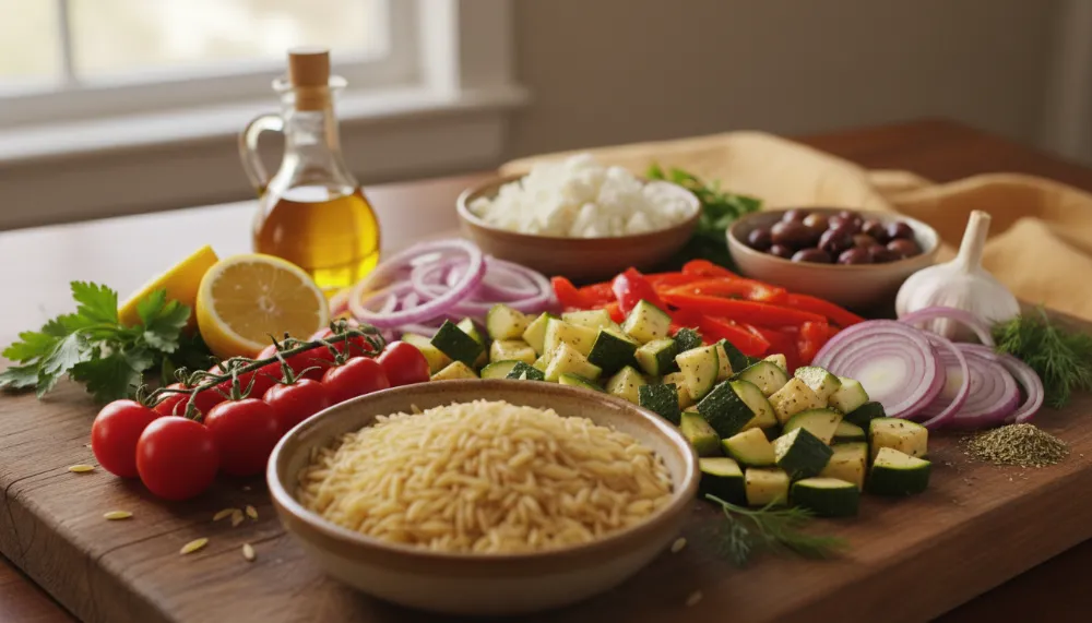 Mediterranean Orzo Salad with Roasted Vegetables 1