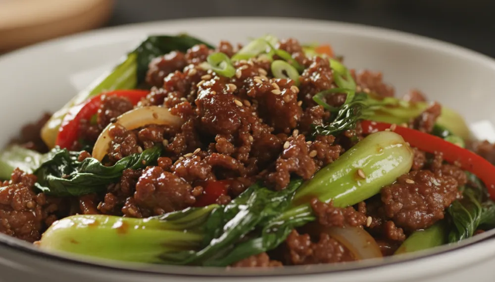Mongolian Ground Beef Stir Fry with Bok Choy Not Noodles 2