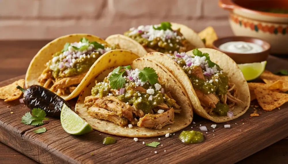 Slow Cooker Salsa Verde Chicken Tacos 0