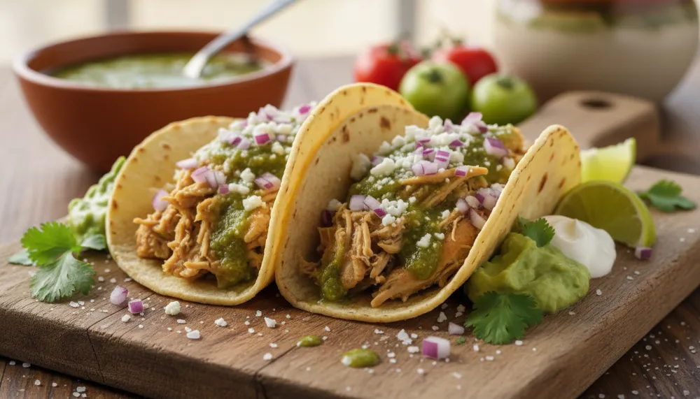 Slow Cooker Salsa Verde Chicken Tacos 1