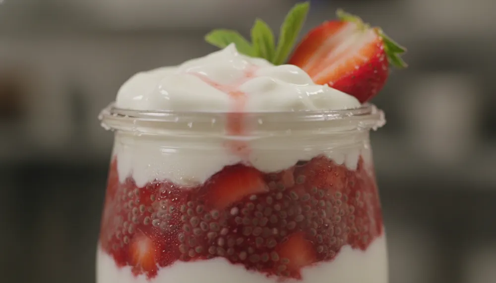 Strawberry Chia Pudding with Greek Yogurt Layer 2