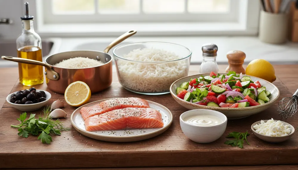 Mediterranean Salmon Rice Bowls Recipe 1
